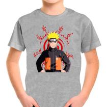 Camiseta Infantil Cinza Desenho Naruto Anime 01