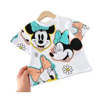 Camiseta Infantil Com Estampa Da Minnie Mouse, Verão, Desenho Animado, Moda Infantil, Manga Curta,