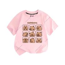 Camiseta Infantil com Estampa de Capivara - Manga Curta - Para Meninos e Meninas Camiseta Infantil com Estampa de Capivara - Manga Curta - Para Meninos e Meninas