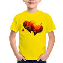 Camiseta Infantil Corações Flores - Foca na Moda