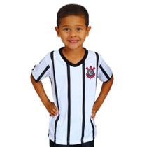 Camiseta Infantil Corinthians Branca Listras Oficial Camiseta Infantil Corinthians Branca Listras Oficial