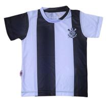 Camiseta Infantil Corinthians Jogo II Listrada Escudo Preto