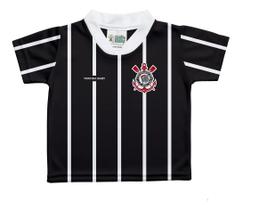 Camiseta Infantil Corinthians Listras Sublimada Gola Branca Camisa Timão Licenciada Camiseta Infantil Corinthians Listras Sublimada Gola Branca Camisa Timão Licenciada