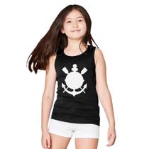 Camiseta Infantil Corinthians Regata Preta Stamp Oficial