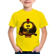 Camiseta Infantil Coruja Rock Guitarra - Foca na Moda