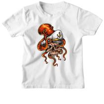 Camiseta Infantil Cranio de marinheiro com Polvo