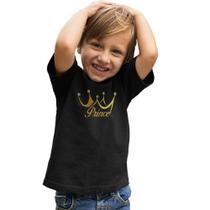 Camiseta Infantil Criança Menino Príncipe Coroa Rei Dourada Camiseta Infantil Criança Menino Príncipe Coroa Rei Dourada
