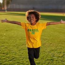 Camiseta Infantil Criança Unissex 100% Algodao Macio Brasil Time Torcida Urbana Casual Comemorativa
