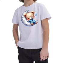 Camiseta Infantil Cute Urso dormindo na Lua
