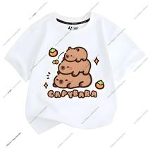 Camiseta Infantil De Manga Curta Com Estampa Capivara Fofa Para Meninos E Meninas Tendência De Verão