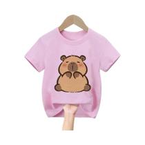 Camiseta Infantil De Manga Curta Com Estampa De Capivara Para Meninos E Meninas, Tendência De Verão,