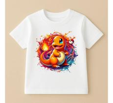 Camiseta Infantil Desenho Pokemon 100% Algodao Charmander