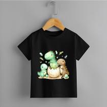 Camiseta Infantil Dinossauro Estampada "3 Dinos" Personalizadas 100% Algodão Camiseta Infantil Dinossauro Estampada "3 Dinos" Personalizadas 100% Algodão