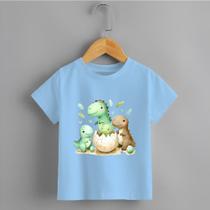 Camiseta Infantil Dinossauro Estampada "3 Dinos" Personalizadas 100% Algodão