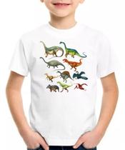 Camiseta Infantil dinossauros dinos t-rex tipo de dinossauro