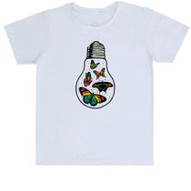 Camiseta Infantil Divertida Borboletas em lâmpada - Alearts