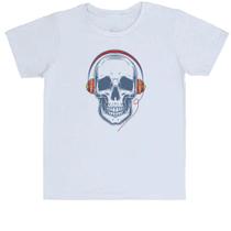 Camiseta Infantil Divertida Caveira com HeadPhone