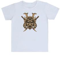 Camiseta Infantil Divertida Mascara de Samurai Dourada