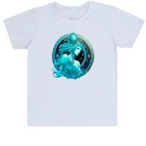 Camiseta Infantil Divertida Signo de aquario logo de luxo