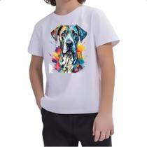 Camiseta Infantil Dogue alemao Watercolor Arte
