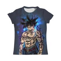 Camiseta Infantil Dragon Ball Para Meninos Super Saiyan Son Goku Verão Manga Curta Anime Tee
