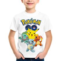Camiseta Infantil e Adulto Pokemon Ash Pikachu Charizard
