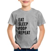 Camiseta Infantil Eat, Sleep, Poop, Repeat - Foca na Moda