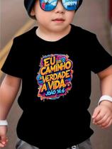 Camiseta Infantil em Algodão T Shirt Menina Menino EU SOU O CAMINHO Estampada