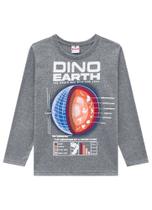 Camiseta Infantil em Malha Manga Longa Globo Dino Earth - Brandili