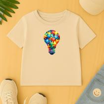 Camiseta Infantil Estamp Lâmpada Autismo Respeito Compreender Autista Menino Menina Amor Carinho