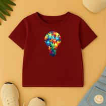 Camiseta Infantil Estamp Lâmpada Autismo Respeito Compreender Autista Menino Menina Amor Carinho