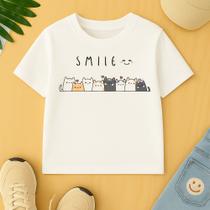 Camiseta Infantil Estamp Smile Gatinhos Fofo Lindo Sorriso Sorria Escola Creche Manga Curta