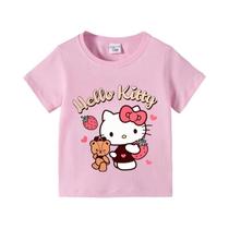 Camiseta Infantil Estampada De Verão Sanrio Com Desenho Animado, Blusa Casual De Manga Curta Para