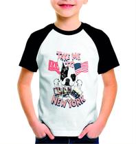 Camiseta Infantil Estampada Poliéster Cachorrinho New York