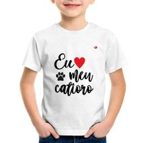 Camiseta Infantil Eu amo meu catioro - Foca na Moda