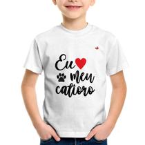Camiseta Infantil Eu amo meu catioro - Foca na Moda