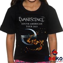 Camiseta Infantil Evanescence 100% Algodão South America Tour 2023 Rock Geeko Camiseta Infantil Evanescence 100% Algodão South America Tour 2023 Rock Geeko