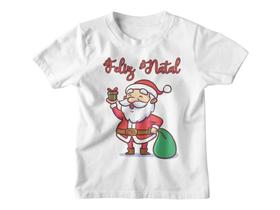 Camiseta infantil Feliz Natal Papai Noel Branca