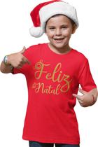 Camiseta infantil Feliz Natal Papai Noel Vermelho
