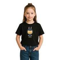 Camiseta Infantil Feminina Labubu Azul Algodão Lançamento