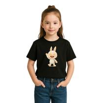 Camiseta Infantil Feminina Labubu Branco Alegre Lançamento