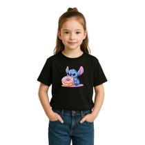 Camiseta Infantil Feminina Stitch Donuts Lançamento Novidade