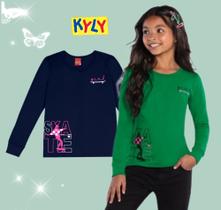 Camiseta Infantil Feminino Manga Longa em Cotton Skatista Kyly