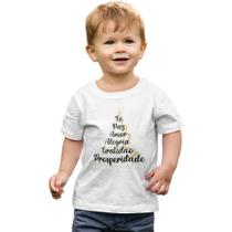 Camiseta Infantil Festas Natal Ano Novo Paz Amor Gratidão