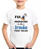 Camiseta infantil fui promovido a irmão mais velho