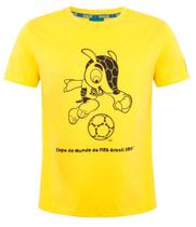 Camiseta infantil fuleco amarela ou verde copa mundial brasil