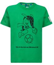 Camiseta infantil fuleco amarela ou verde copa mundial brasil