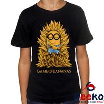 Camiseta Infantil Game Of Bananas 100% Algodão Minions Game Of Thrones Geeko Camiseta Infantil Game Of Bananas 100% Algodão Minions Game Of Thrones Geeko