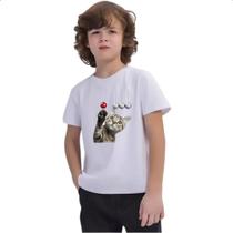 Camiseta Infantil Gatinho brincando com pendulo Camiseta Infantil Gatinho brincando com pendulo