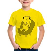 Camiseta Infantil Gatinho Ouvindo Música - Foca na Moda